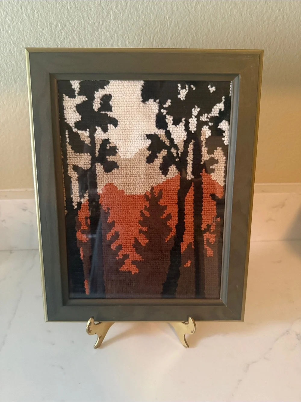 Vintage Woodland Lodge Style Yarn Art in IKEA Frame